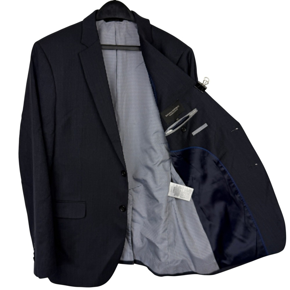 Banana Republic‎ Birdseye Blazer MARZOTTO Wool ITALY 42R Slim Navy Sport Coat
